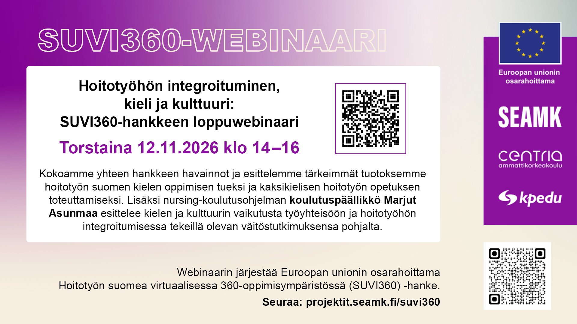 SUVI360-hankkeen loppuwebinaari to 12.11.2026