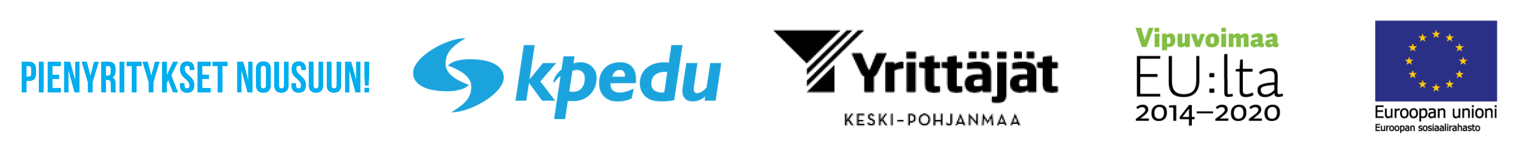 Toteuttajien logot: Kpedu, Keski-Pohjanmaan Yrittäjät ry, Vipuvoimaa EU:lta, Euroopan unioni Euroopan sosiaalirahasto