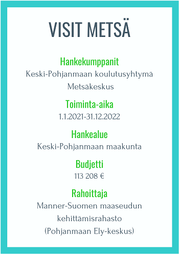 Visit metsä -hankkeen perustiedot kuvana