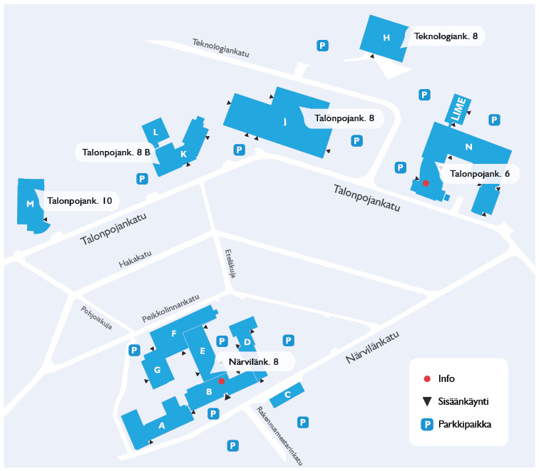 Ammattikampusalueen kartta