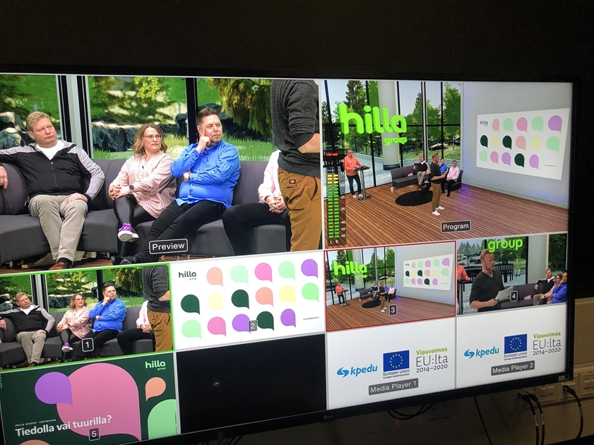 Hilla Group OYJ brändijulkistus Brändijulkistustilaisuus eri kuvakulmista virtuaalistudiossa